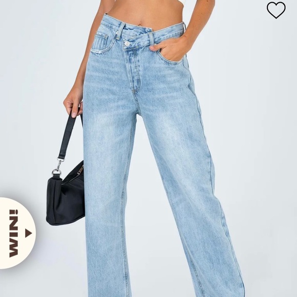 Holly Asymmetrical Straight Leg Jean Light Wash Denim Princess Polly - Picture 2 of 12